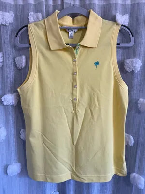 Lily Pulitzer Palm Tree Sleeveless Polo Top - Yellow thumbnail 1