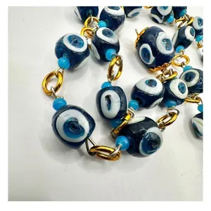 Evil Eye nazar beaded vintage long necklace thumbnail 5