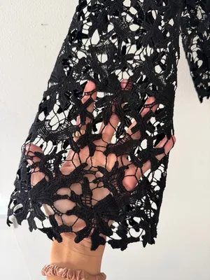 NWT- HYFVE Ramona Black Indiepop Quiet Luxury Crochet Floral Top size medium thumbnail 3