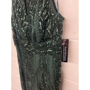 NWT R&M Richards Sz 4 Green Sequined Sleeveless Formal Cocktail Evening Gown thumbnail 6