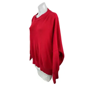 Free People Women's Red Ribbed Mock Neck Long Sleeve Sweatshirt Sweater Top M thumbnail 2