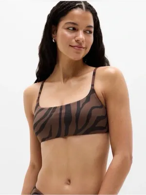NWT Athleta Brown Zebra-Print Bikini Top thumbnail 1