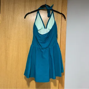 Cupshe Teal Halter Women Tummy Control Swim Dress - Size XS thumbnail 3