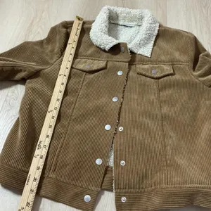 FAVLUX FASHION Women's Corduroy Sherpa Lined Trucker Jacket Tan‎ Penny Lane thumbnail 6