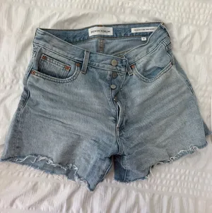 Aritzia Light Blue High-Rise Button-Fly Denim Shorts thumbnail 1