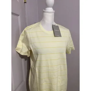 Everlane Organic Cotton Crew Neck Short Sleeve Yellow Striped T-Shirt L thumbnail 2