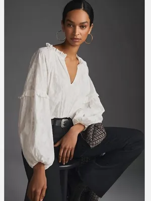 Forever That Girl x Anthropologie Long Sleeve Justine Blouse Women’s Small thumbnail 3