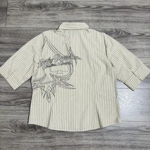 Harley Davidson Women White Pin Stripe Flaming Ace‎ Graphic Button Front XL thumbnail 8