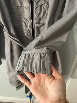INC International Concepts Taupe Ruffle-Front Trench Coat with Hood thumbnail 6