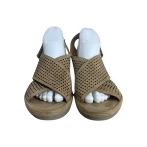 Clarks Artisan Clarene Award Women Brown Perforated Wedge Sandals 9M Summer thumbnail 3