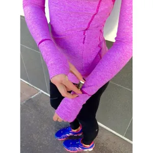 Think Fast Long Sleeve Heathered Ultra Violet Pink Purple Ruched Top 8 thumbnail 9