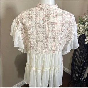 Size Small Anthropologie Boho Lace Peplum Top – Ivory/Cream thumbnail 6