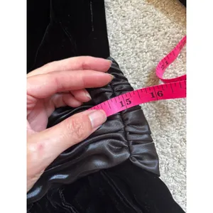 Maggy Boutique Velvet Cocktail Dress 10 Black Silver Ruched Waist Vintage 80s‎ thumbnail 5