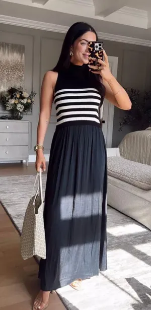 Black and white maxi dress thumbnail 1