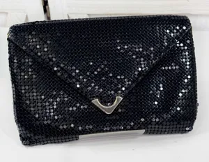 Mesh Chainmail Envelope‎ Clutch Bag Black Evening Party thumbnail 1