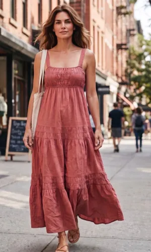 Women's J.Crew Pink Tiered Maxi Dress Size XS thumbnail 1