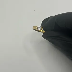 Vintage Gold Slanted CZ Ring Womens Cute 18k Plated Statement Dainty New thumbnail 2