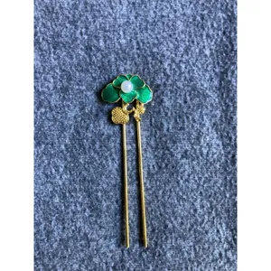 Hanfu Hair Accessories Vintage style Classical Rhinestone‎ lotus leaf Hair stick thumbnail 2