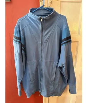 Free People Knockout Track Zip-Up Sweatshirt Oversized Cobalt Large thumbnail 7