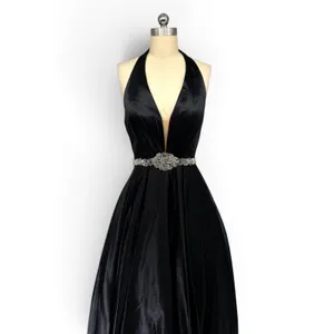 NWT Sherri Hill 51588 Black Halter Ball Gown Beaded Waist‎ Dress Size 2 $598 thumbnail 4