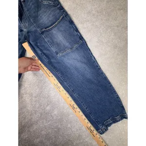 American Eagle Super High Rise Baggy Straight Cargo Jeans Size 12‎ Short Denim thumbnail 10