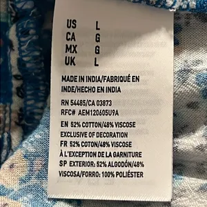 American Eagle large boho wide leg drawstring pants paisley striped blue pink thumbnail 7