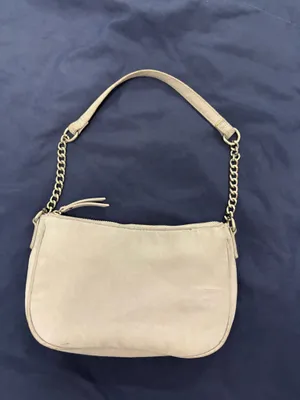 Soft Blue Small Crescent ShoulderBag Chain Strap Detachable Strap Zip Lined Gold thumbnail 5