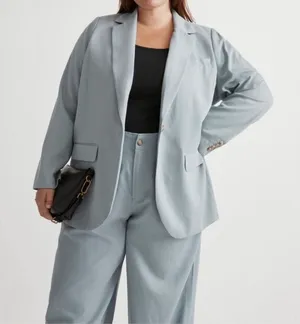 Madewell The Plus Larsen Blazer‎ in Drapeweave In Overcast Size 2X NWT thumbnail 1