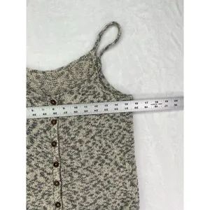 Madewell Knit Button Gray Cream Tank Top Cropped ribbed bottom Woman's‎ Sz S thumbnail 4