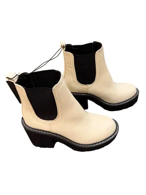 Forever 21 Cream Chelsea Platform Block Heel Ankle Boots NWT Size 7 thumbnail 4