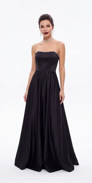 Vintage y2k Charlotte Russe Strapless Evening Gown Rhinestone Trim Formal goth thumbnail 1