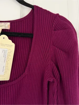 NWT Band Of Gypsies Maroon Ribbed Sweater Midi Dress Size Small thumbnail 7