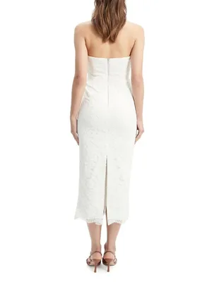 Bardot Kayleigh Midi Dress in White 2 New Womens Lace Strapless thumbnail 11