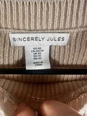 N297. Sincerely Jules Striped Crewneck Sweater - Beige & White oversized thumbnail 2