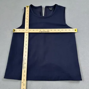Ann Taylor Navy Blue Sleeveless Shell Top XS Keyhole Back Stretch Blouse thumbnail 4