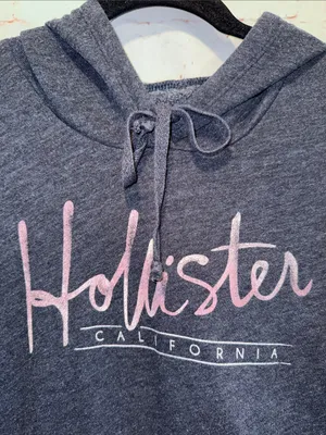 Hollister Navy Pullover Hoodie Pink Script Logo pullover pockets lightweight M thumbnail 2