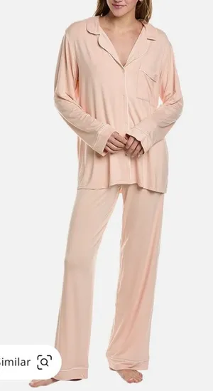 Hale Bob 2 piece classic pajama set in pink with white piping size small NWT thumbnail 1