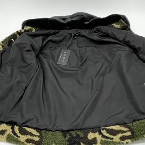 NEW Jocelyn Womens S‎ Sherpa Trucker Jacket Faux Fur Collar Camo Green Black thumbnail 10
