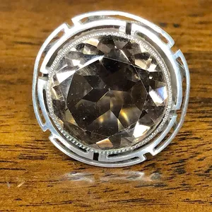 Faceted Smokey Quartz and Sterling Silver Vintage Cocktail Ring Size 6 thumbnail 3