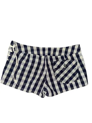 Patagonia Women’s Size 4 Navy Blue White Plaid Side Tie Athletic Water Shorts thumbnail 3