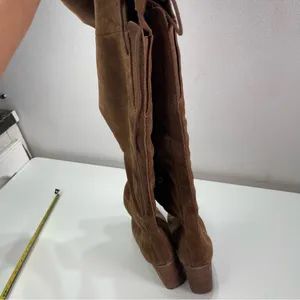 Steve Madden Women 8 Brown Leather Suede Novela Over The Knee Chunky Heel Boots thumbnail 10