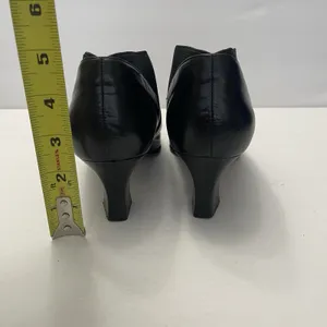 Nine West Shaw Black Leather‎ Heel Ankle Bootie Shoes Square Toe Womens 7.5 thumbnail 5