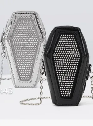 Coffin Studded Shoulder Bag W/Chain NEW! thumbnail 1