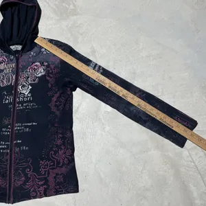 Women's Y2K Vanilla Sugar Grunge Style Full Zip Black Hoodie Size M Goth Emo thumbnail 6