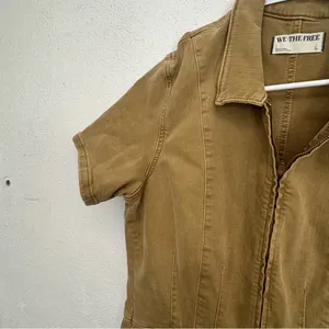 NEW Free People We The Free Jayde Flare Jumpsuit Pier 17 khaki Size Large thumbnail 11