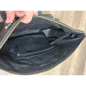 Nordstrom Black Leather Shoulder Bag Classic Neutral Minimalist Top Handle Purse thumbnail 7