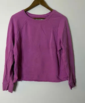 Pact Medium Cropped Crewneck Sweatshirt in Bright Orchid Pink thumbnail 1