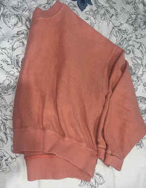 Aerie Rib Oversized Sweatshirt Peach thumbnail 3