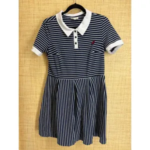 ModCloth Striped Polo Dress Womens XL Navy Blue White Short Sleeve Preppy thumbnail 2