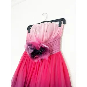 Vintage Betsey Johnson Y2K Pink Ombré Tulle Floral Strapless Mini Dress Size 4 thumbnail 8